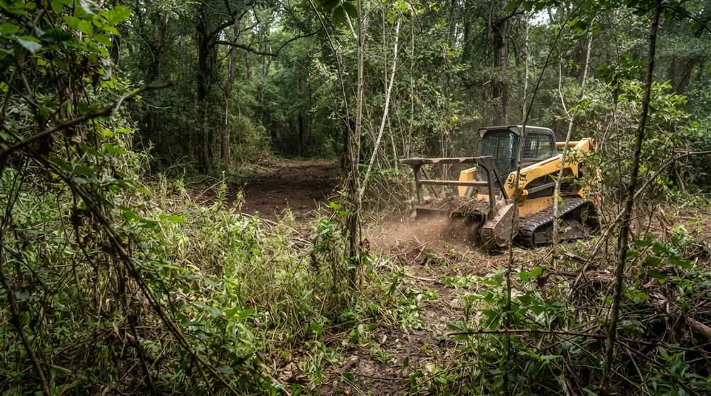 Brush and underbrush removal with a forestry mulcher in Acadiana, Louisiana