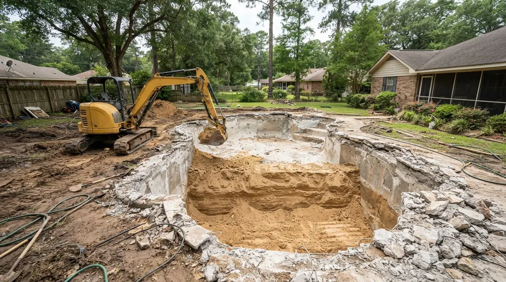 In-ground pool removal and backfill in Lafayette, LA